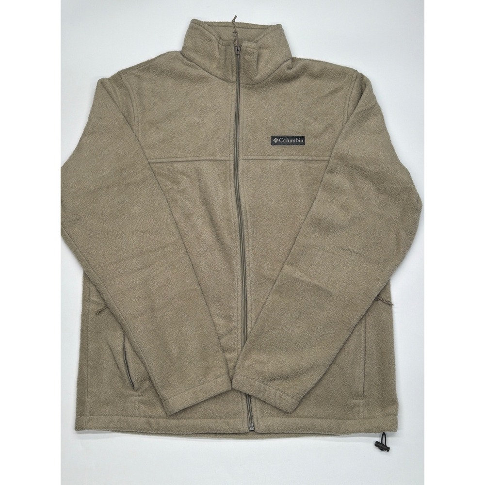 Columbia Fleece Full Zip Jacket‎ Tan Khaki Men's Warm Outdoor Layer Medium